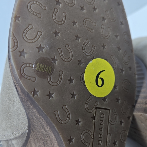 Lucky Brand Wadier Taupe Suede Wedge Heel Ankle Cowboy Boots Booties Size 9 - Picture 11 of 15